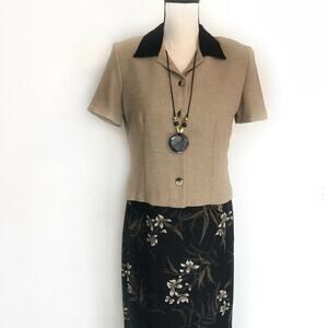 T & Company Tank Dress w/ Jacket A-Line Maxi W/ Detachable Necklace Womens Sz 6